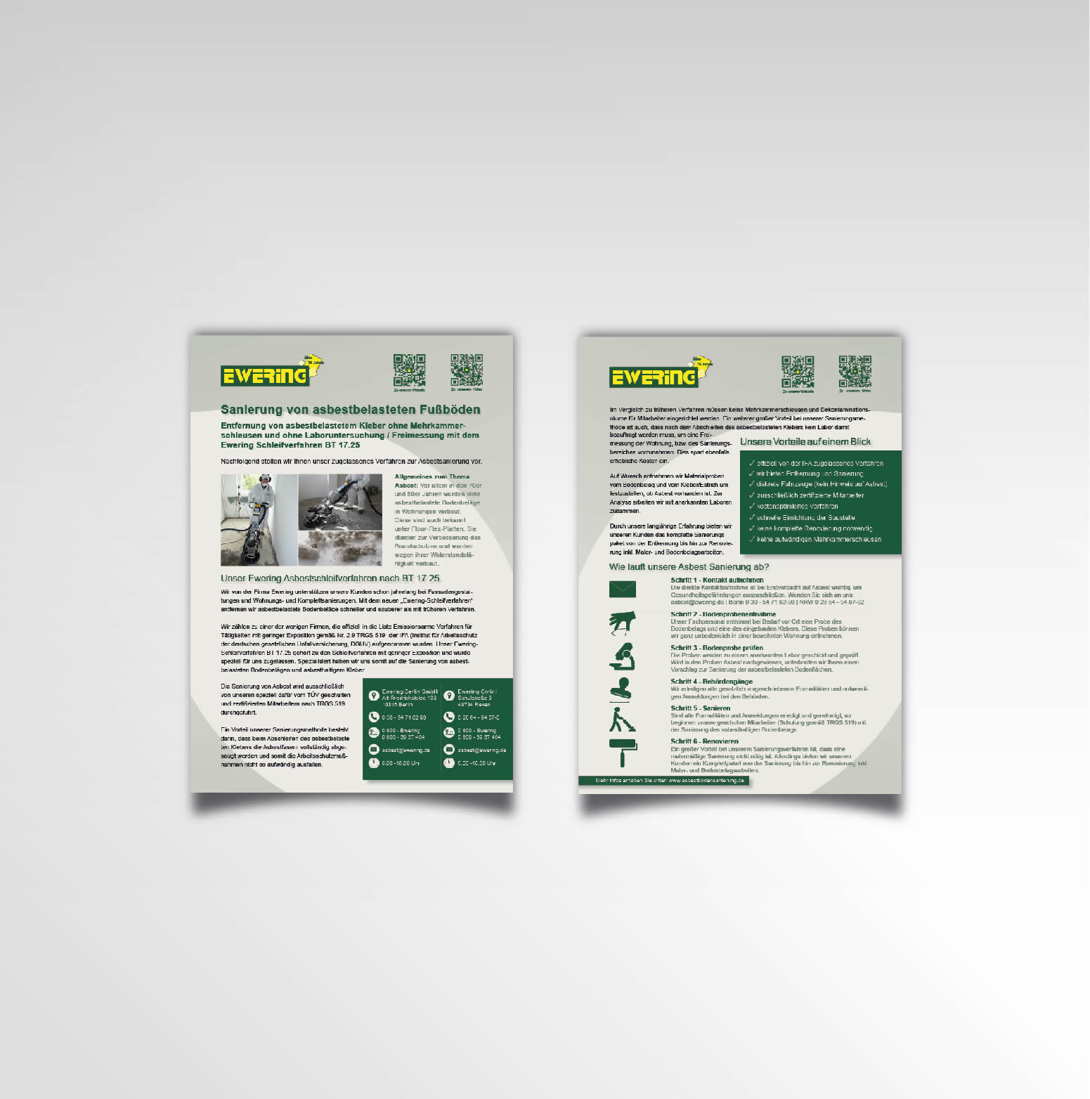 Infozettel zweiseitig Flyer Ewering GmbH Printprodukt Asbestbodensanierung