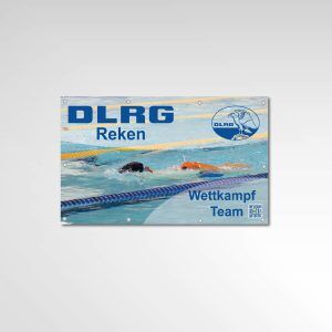 Banner Wettkampf Team Printprodukt Werbemittel DLRG Reken