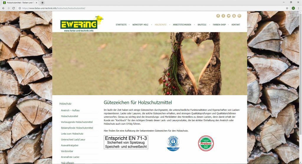 Ewering farbe-und-technik.info Webdesign Infoseite Holzschutz