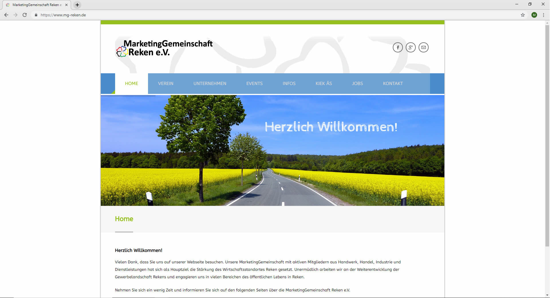 Home Startseite Marketinggemeinschaft Reken Website mg-reken.de Webdesign