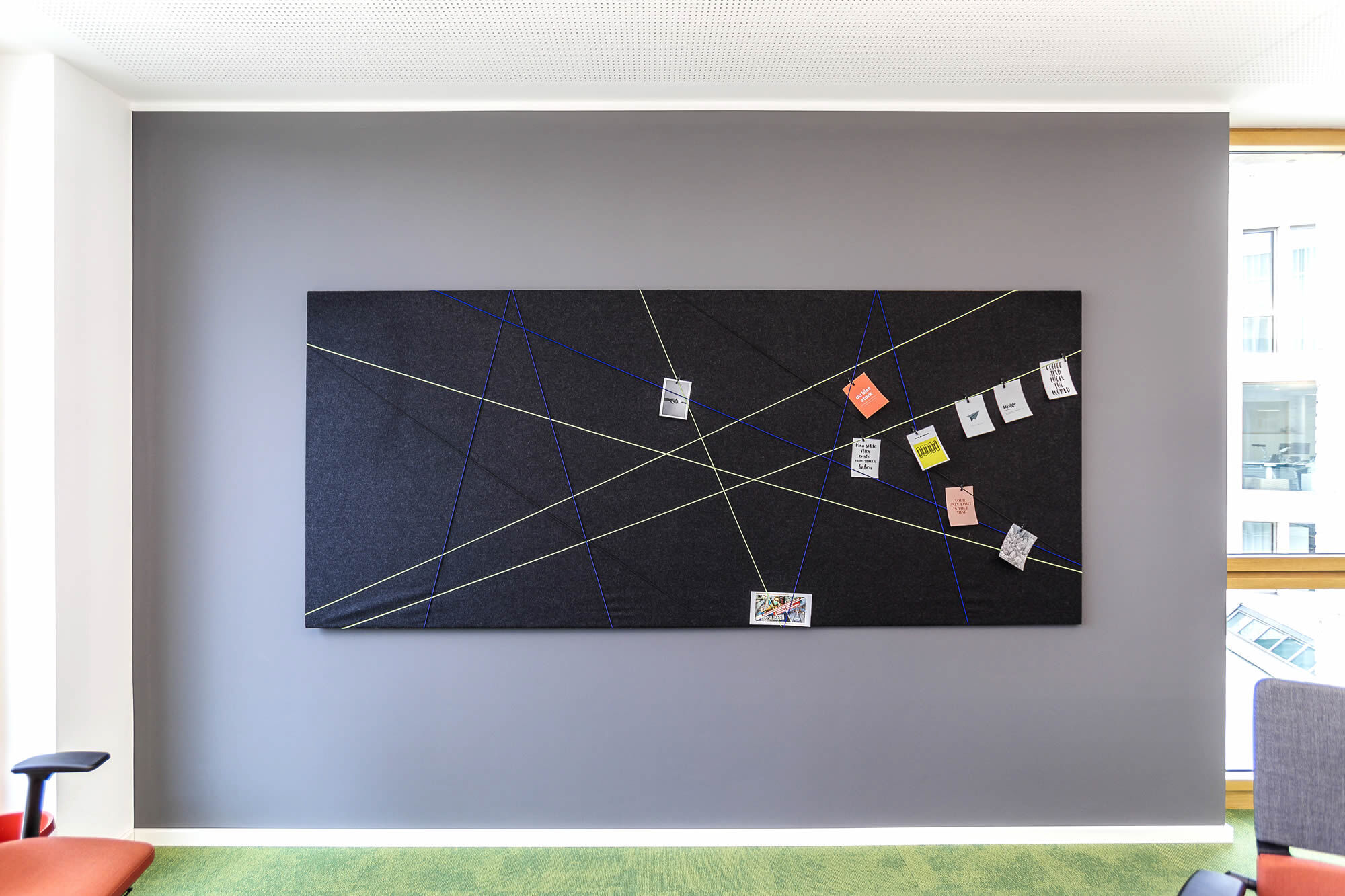 Besprechungsbereich mit Filzboard in der Stadtsparkasse Bocholt, Stadtsparkasse Bocholt Etage 3