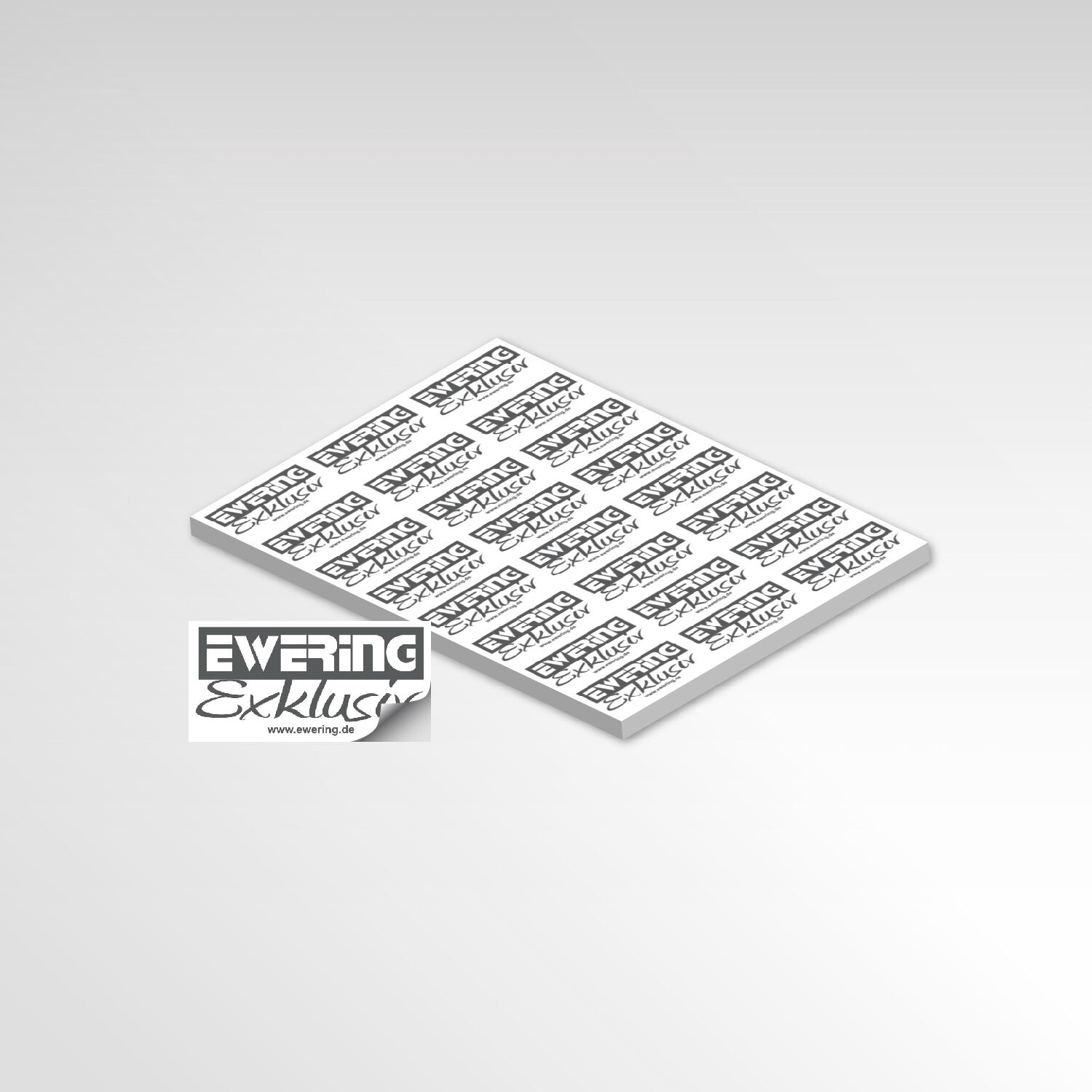 Aufkleberbogen mit Ewering-Exklusiv-Etiketten in schwarz-weißem Layout - Grafikdesign Printdesign Aufkleber