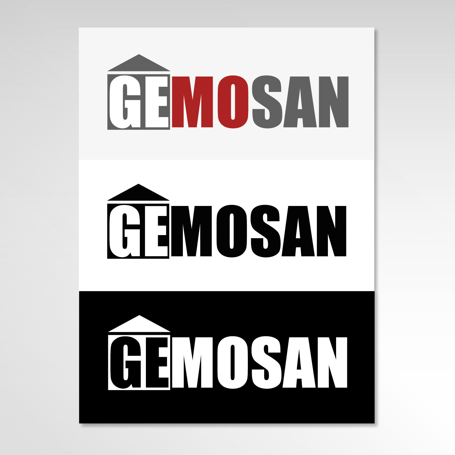 Logo-Entwicklung GEMOSAN als Sanierungsfirma in farbiger und SW-Variante - Grafikdesign Startup CI