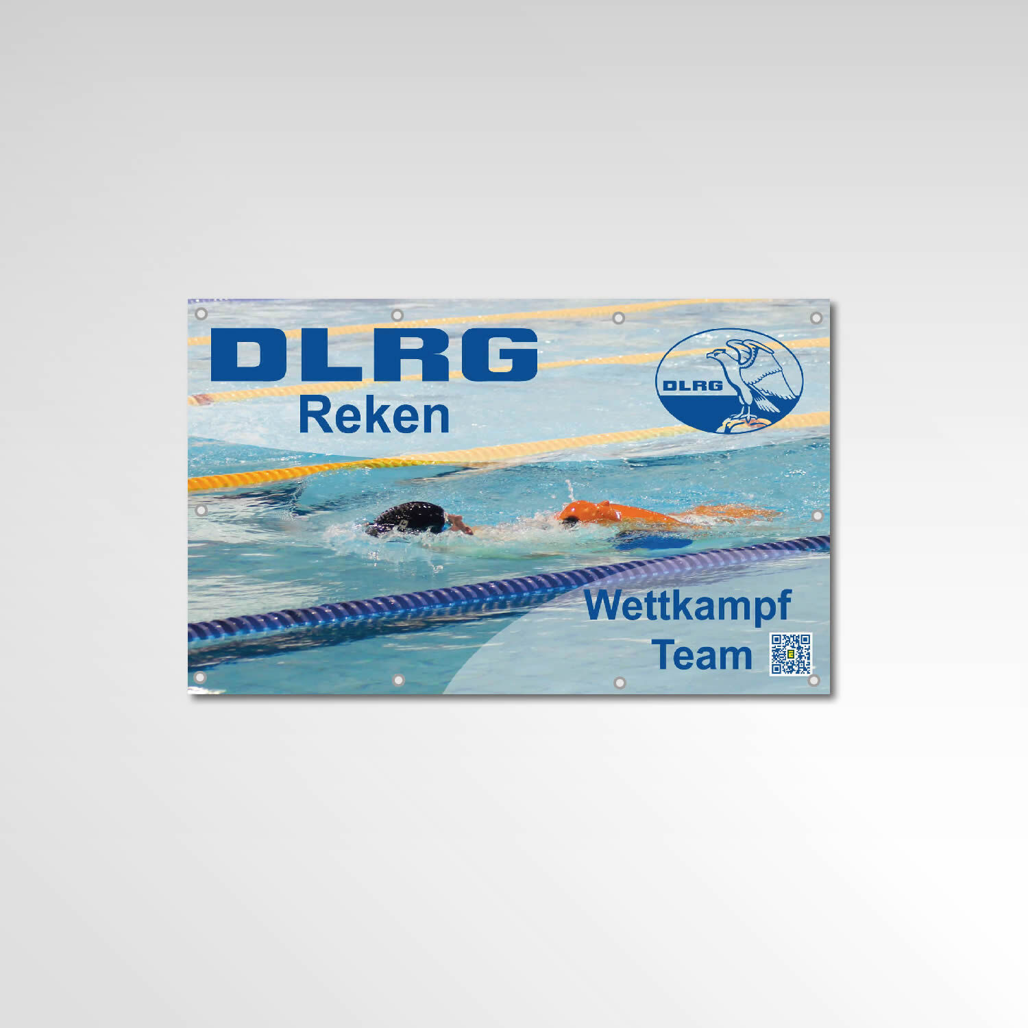 Werbebanner der DLRG Reken Wettkampf-Team mit Schwimmer-Motiv - Grafikdesign Werbetechnik Banner
